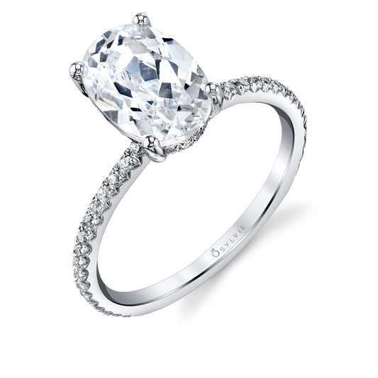 Sylvie Oval Cut Classic Engagement Ring - Maryam 18k Gold White