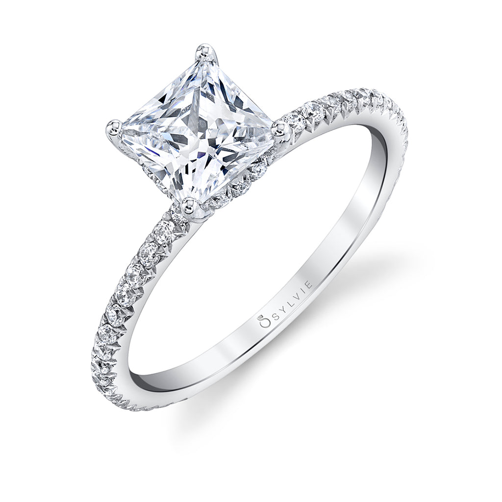 Princess Cut Classic Engagement Ring - Maryam 14k Gold White