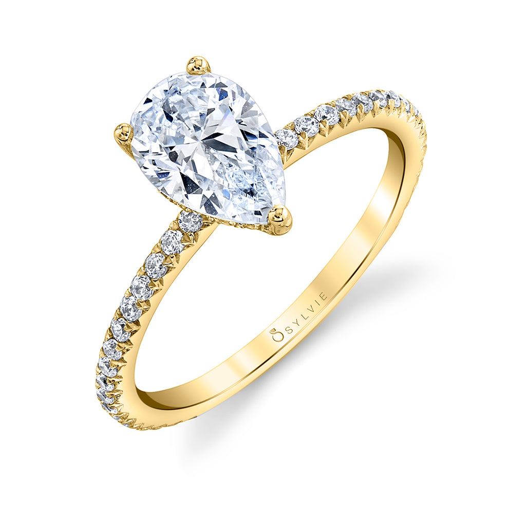 Pear Shaped Classic Engagement Ring - Maryam 18k Gold Yellow
