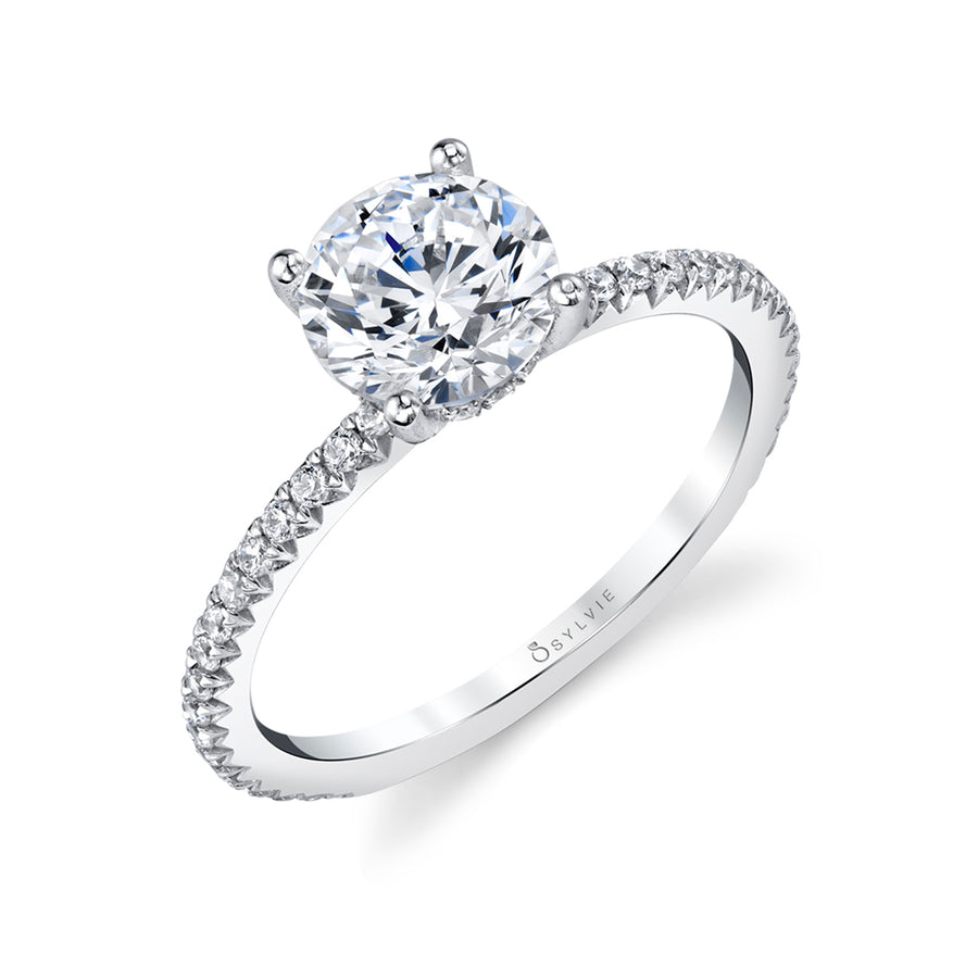 Round Cut Classic Engagement Ring - Maryam Platinum White