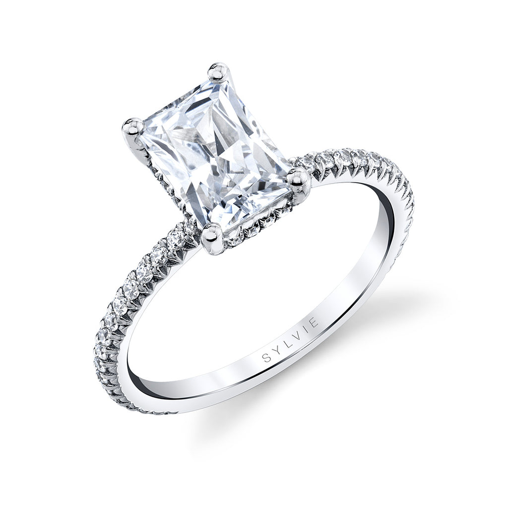 Radiant Cut Classic Engagement Ring - Maryam Platinum White