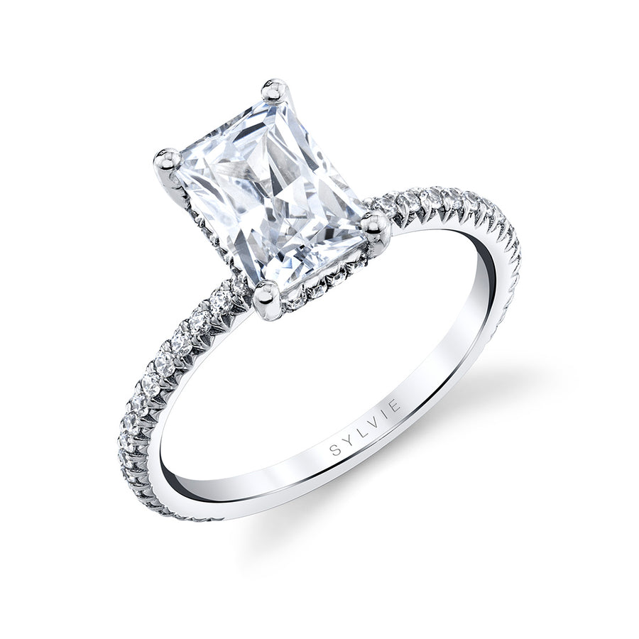 Radiant Cut Classic Engagement Ring - Maryam 18k Gold White