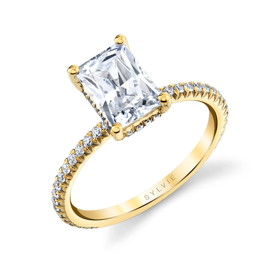 Radiant Cut Classic Engagement Ring - Maryam 18k Gold Yellow