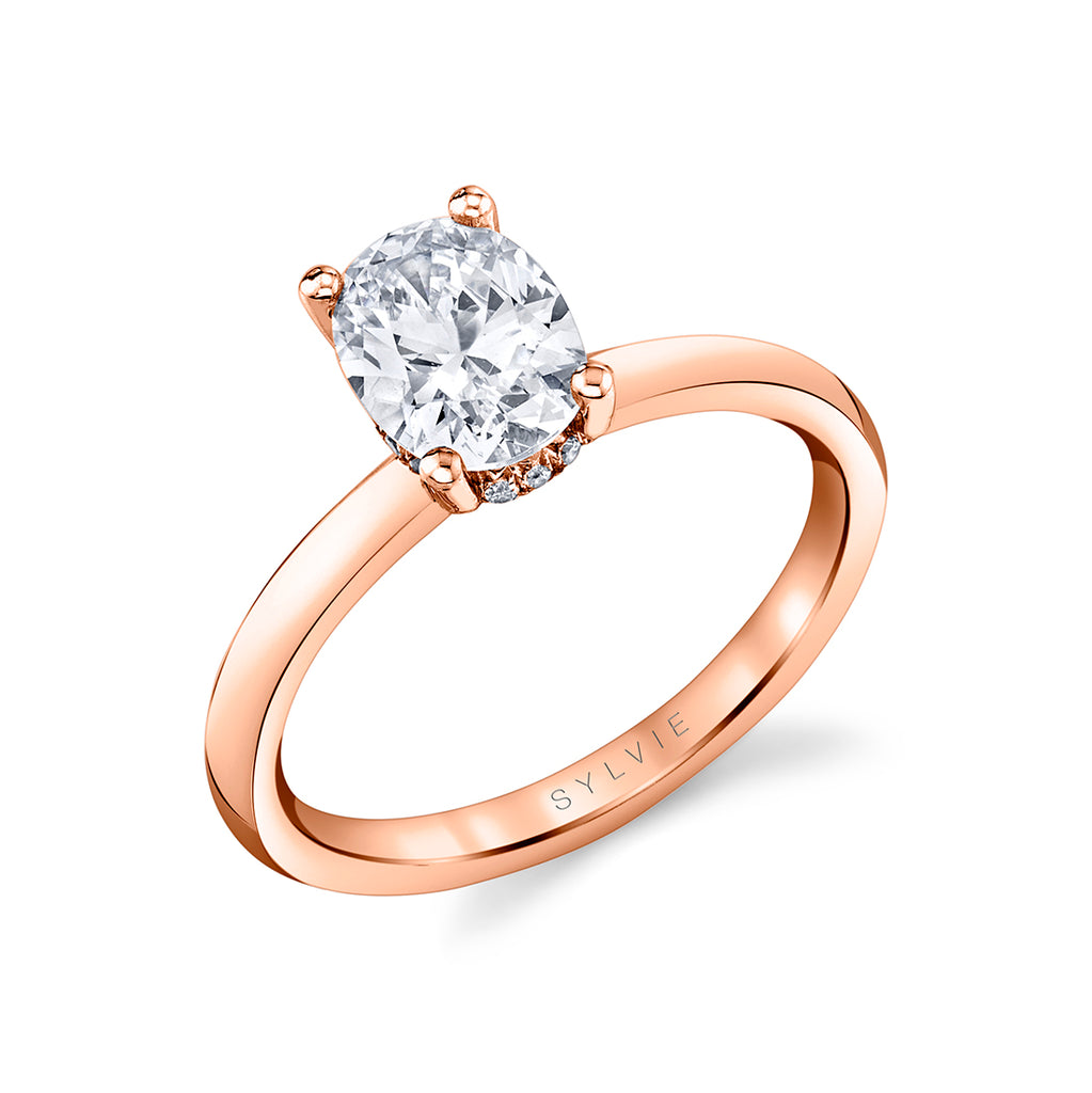 Oval Cut Solitaire Engagement Ring - Joanna 14k Gold Rose