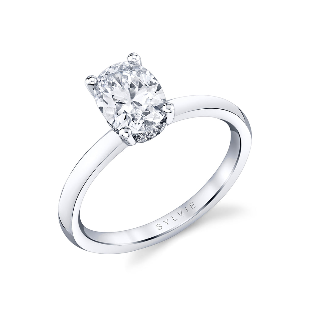 Oval Cut Solitaire Engagement Ring - Joanna Platinum White
