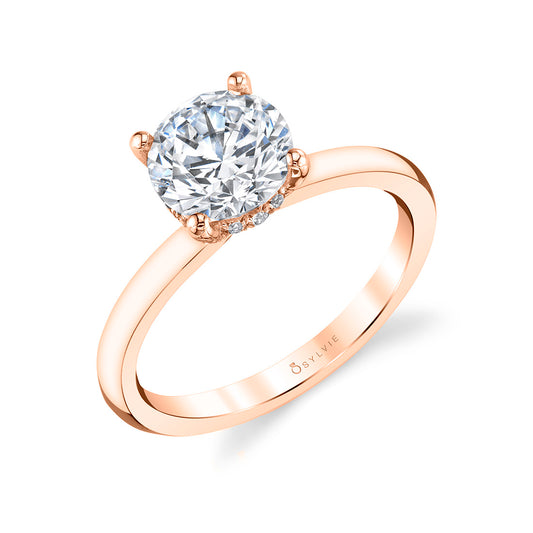 Sylvie Round Cut Solitaire Engagement Ring - Joanna 18k Gold Rose