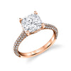 Cushion Cut Hidden Halo Pave Engagement Ring - Peighton 18k Gold Rose