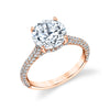Round Cut Hidden Halo Pave Engagement Ring - Peighton 18k Gold Rose