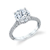 Round Cut Hidden Halo Pave Engagement Ring - Peighton 18k Gold White