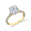 Round Cut Hidden Halo Pave Engagement Ring - Peighton 18k Gold Yellow