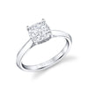 Cushion Cut Hidden Halo Solitaire Engagement Ring - Fae 18k Gold White