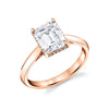 Emerald Cut Hidden Halo Solitaire Engagement Ring - Fae 18k Gold Rose