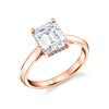 Emerald Cut Hidden Halo Solitaire Engagement Ring - Fae 14k Gold Rose