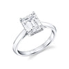 Emerald Cut Hidden Halo Solitaire Engagement Ring - Fae 14k Gold White