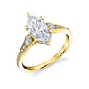 Marquise Cut Unique Engagement Ring - Esmeralda 14k Gold Yellow