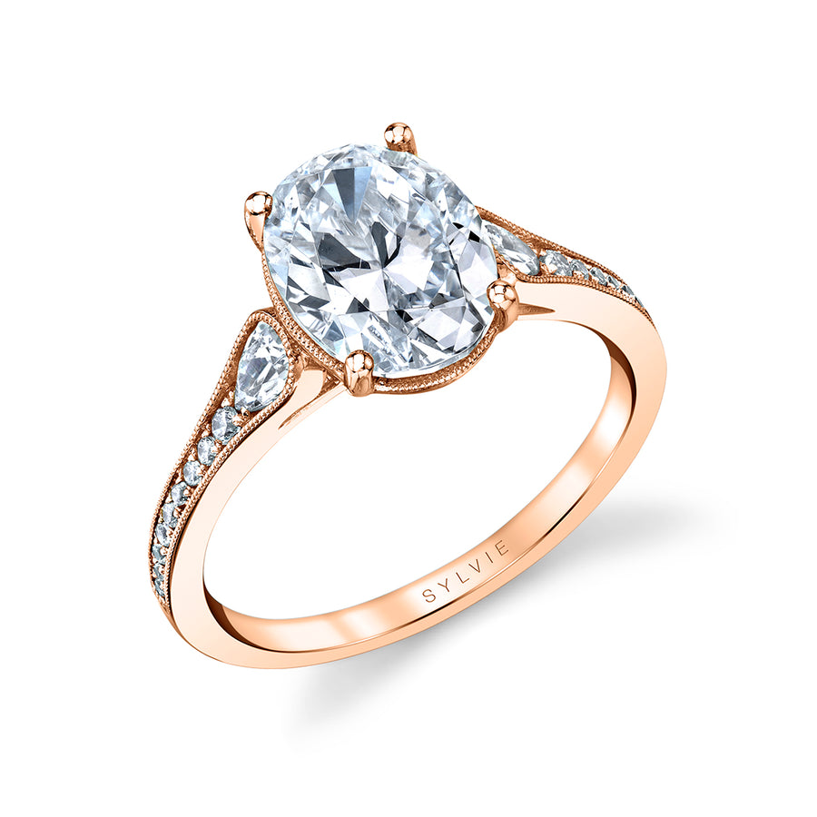 Oval Cut Unique Engagement Ring - Esmeralda 18k Gold Rose