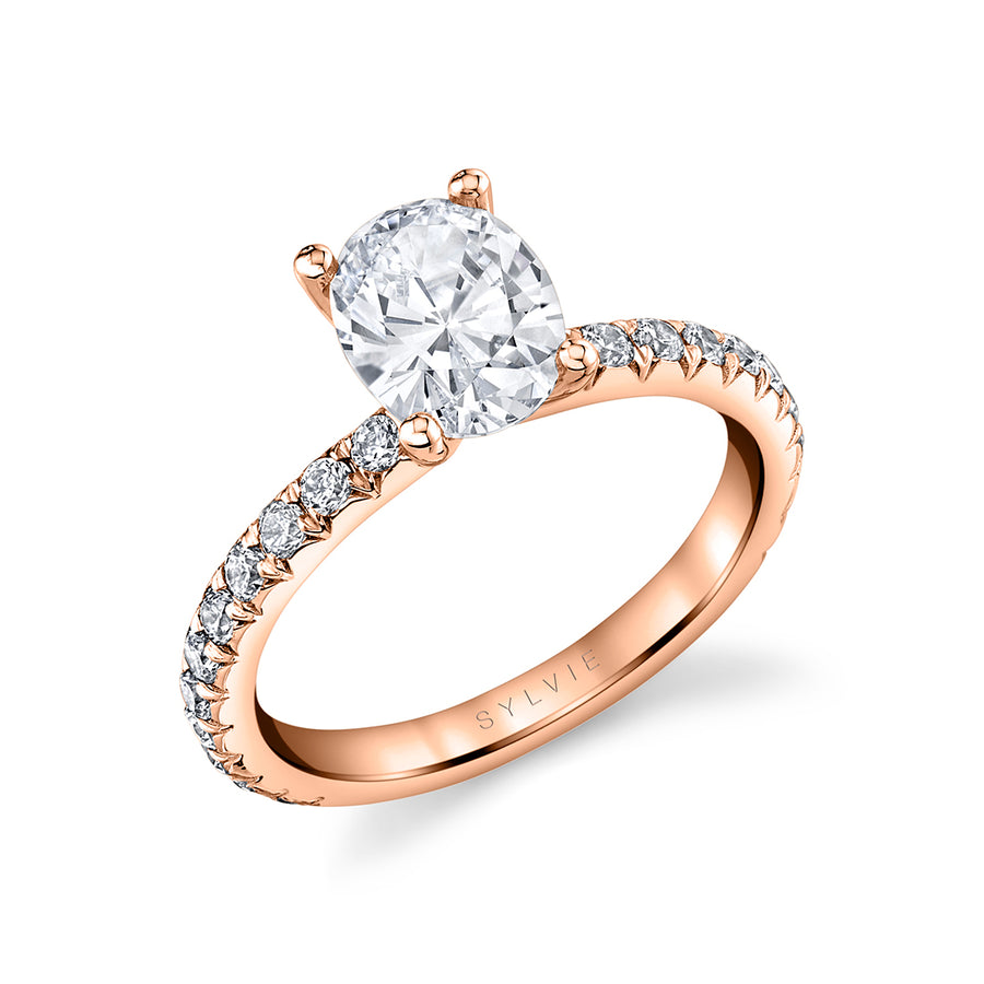 Oval Cut Classic Engagement Ring - Vanessa 18k Gold Rose