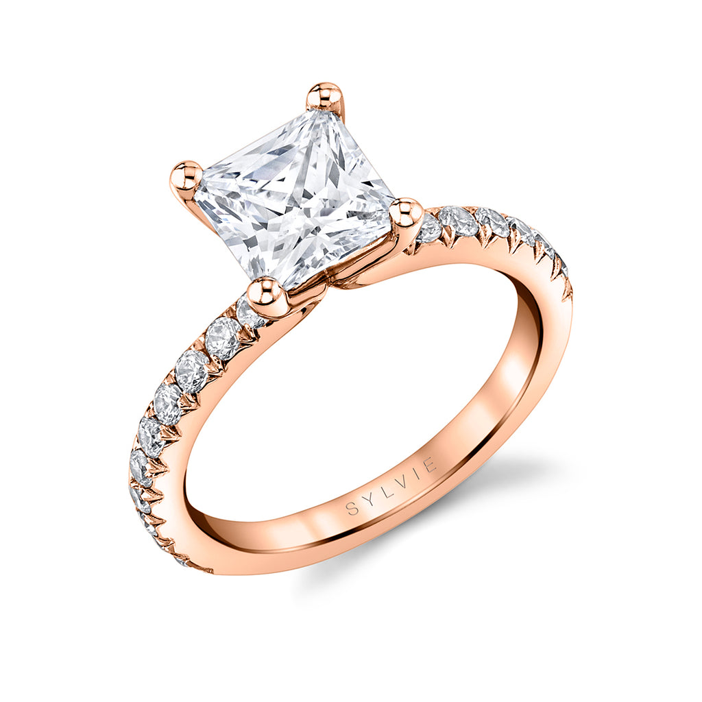 Princess Cut Classic Engagement Ring - Vanessa 14k Gold Rose