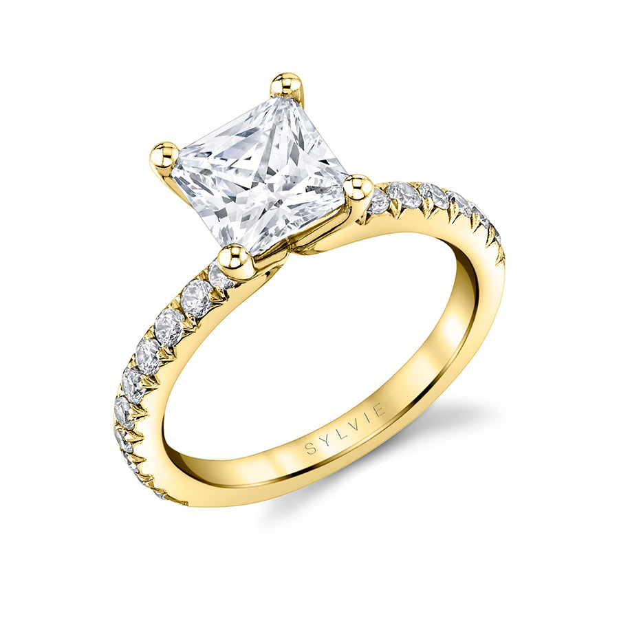 Princess Cut Classic Engagement Ring - Vanessa 14k Gold Yellow