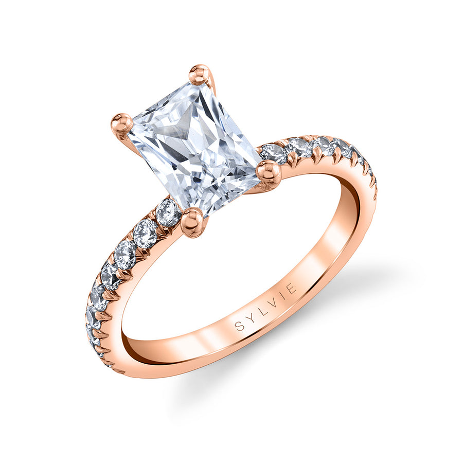 Radiant Cut Classic Engagement Ring - Vanessa 14k Gold Rose