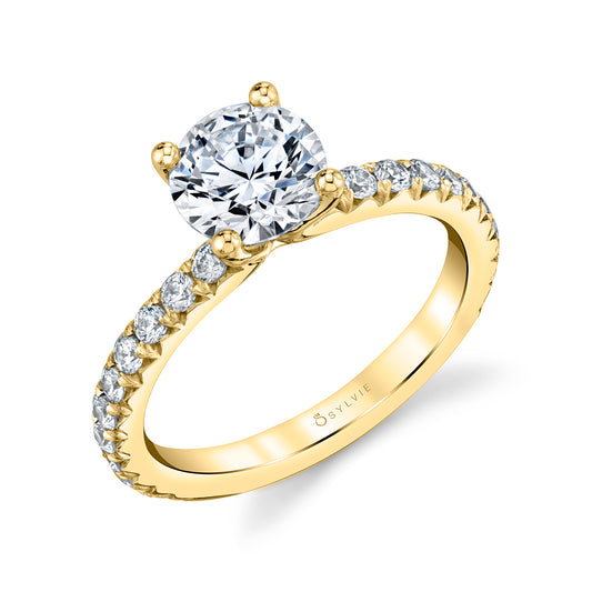 Sylvie Round Cut Classic Engagement Ring - Vanessa 14k Gold Yellow