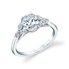 Oval Cut Unique Three Stone Engagement Ring - Alina Platinum White