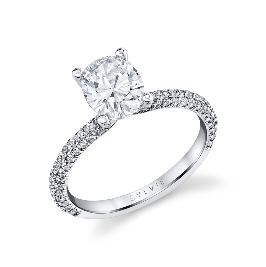 Oval Cut Classic Pave Engagement Ring - Braylin Platinum White