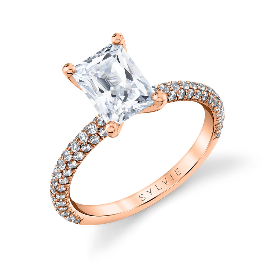 Radiant Cut Classic Pave Engagement Ring - Braylin 18k Gold Rose