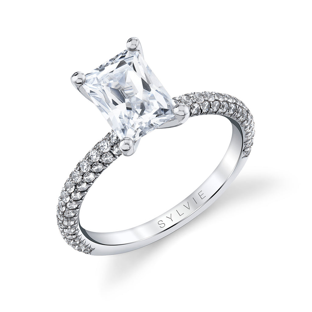 Radiant Cut Classic Pave Engagement Ring - Braylin Platinum White