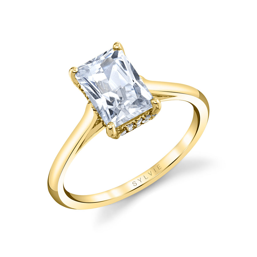 Radiant Cut Solitaire Hidden Halo Engagement Ring - Carter 14k Gold Yellow