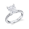 Emerald Cut Classic Wide Band Engagement Ring - Marlise Platinum White