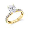 Oval Cut Classic Wide Band Engagement Ring - Marlise 14k Gold Yellow