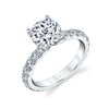 Round Cut Classic Wide Band Engagement Ring - Marlise Platinum White