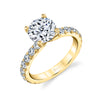 Round Cut Classic Wide Band Engagement Ring - Marlise 14k Gold Yellow