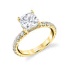 Cushion Cut Classic Wide Band Engagement Ring - Malencia 14k Gold Yellow