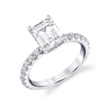 Emerald Cut Classic Wide Band Engagement Ring - Malencia 14k Gold White