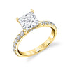 Princess Cut Classic Wide Band Engagement Ring - Malencia 18k Gold Yellow