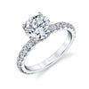 Round Cut Classic Wide Band Engagement Ring - Malencia Platinum White