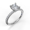 Fana Classic Single Row Engagement ring with an Oval Center Diamond.