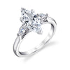 Marquise Cut Three Stone Engagement Ring - Martine 18k Gold White