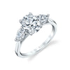 Oval Cut Three Stone Engagement Ring - Martine Platinum White