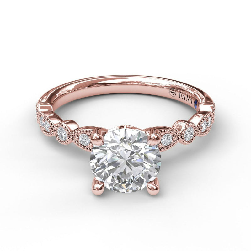 Fana Classic Diamond Engagement Ring with Detailed Milgrain Band