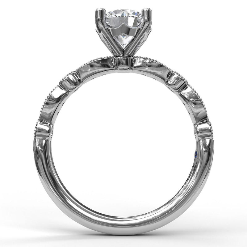 Fana Classic Diamond Engagement Ring with Detailed Milgrain Band