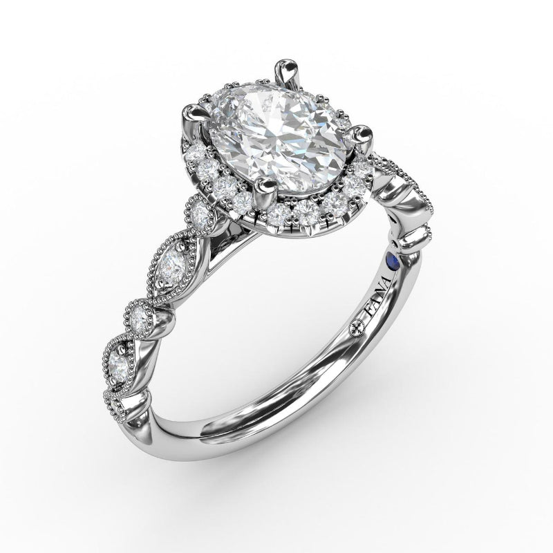 Fana Classic Diamond Engagement Ring with Detailed Milgrain Band