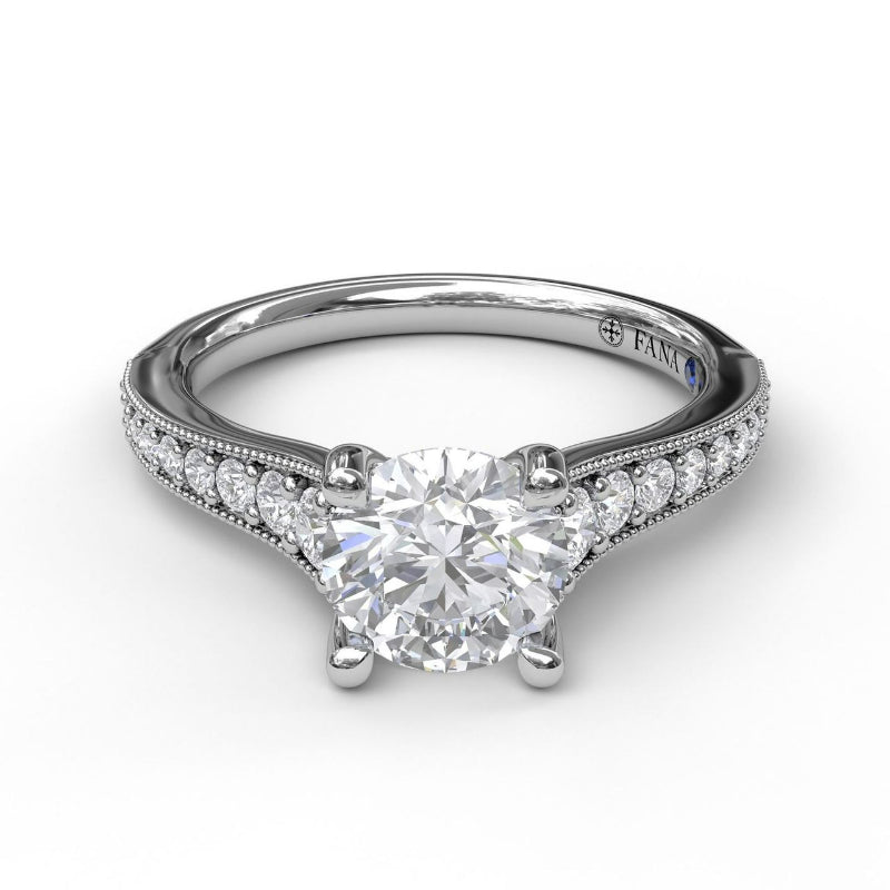 Fana Classic Diamond Engagement Ring with Detailed Milgrain Band