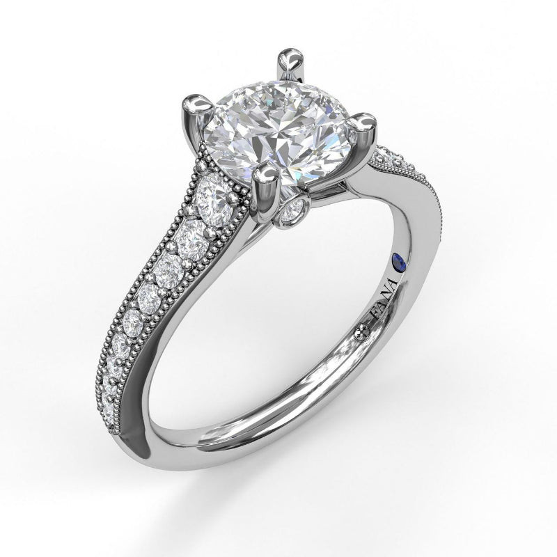 Fana Classic Diamond Engagement Ring with Detailed Milgrain Band