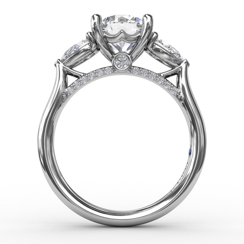 Fana Classic Three-Stone Engagement Ring With Pear-Shape Side Diamonds