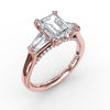 Fana Emerald-Cut Diamond Engagement Ring With Tapered Baguette Side Stones