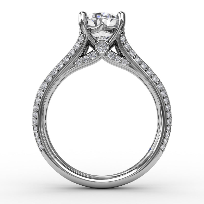 Fana Oval Diamond Solitaire Engagement Ring With Baguettes and Pave