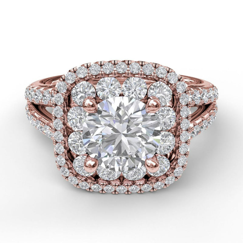 Fana Exquisite Unique Double Halo Engagement Ring